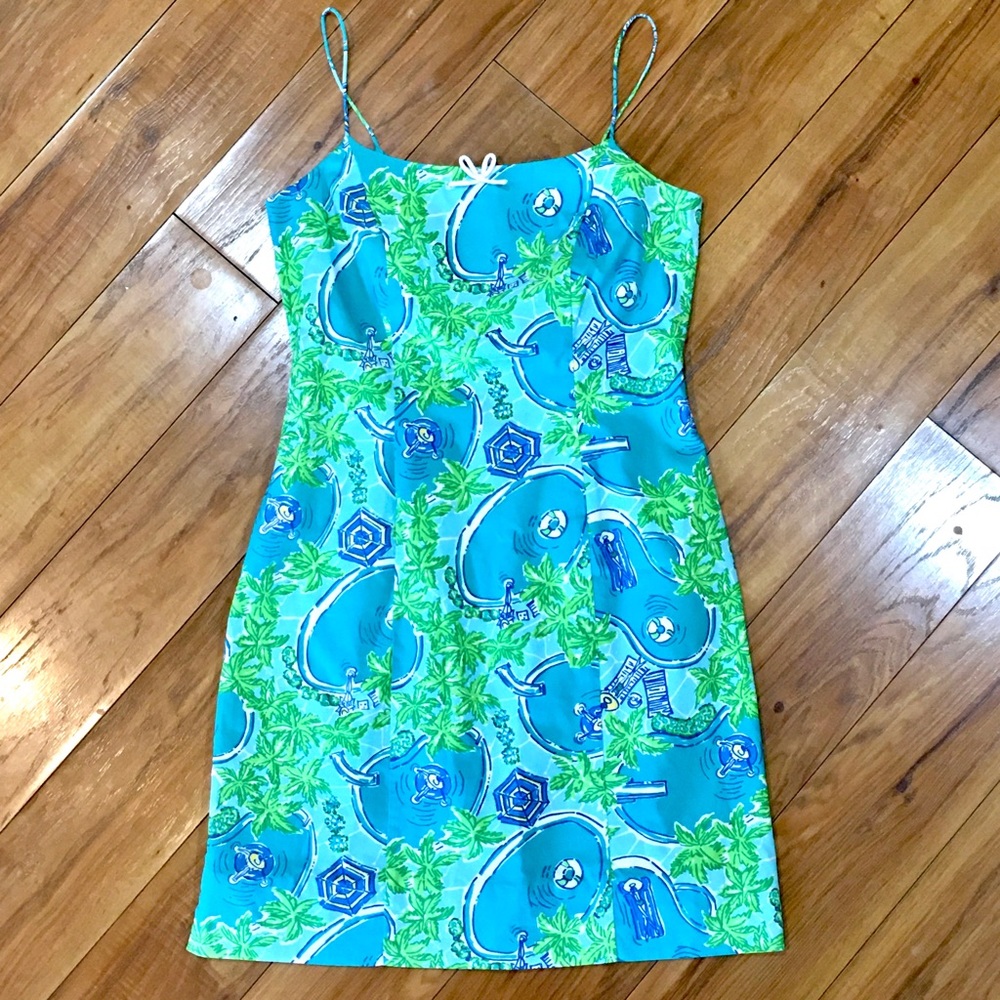 Lilly Pulitzer sundress dress aqua blue summer vacay beach coastal small…